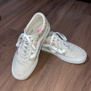 Gently used Tan and Floral Vans